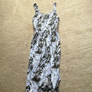Tropical Leaf Print Beach Dress